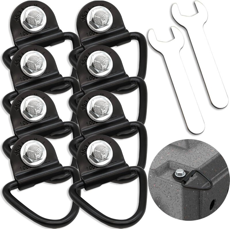 Terixe 8 Pack Tie Down Kit for Ruffland Kennel - Tie Down D-Ring Kit, 1000lb Load Capacity, with Wrench - Easy Installation, Compatible with RuffLand Kennels - Ideal for Securing Your Crate in Vehicle - Image 1